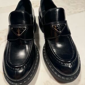 Prada Black Leather Womens Loafers
